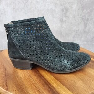 Lucky Brand Ankle Boots Womens 6.5‎ Black Perforated Booties Slip On Shoes